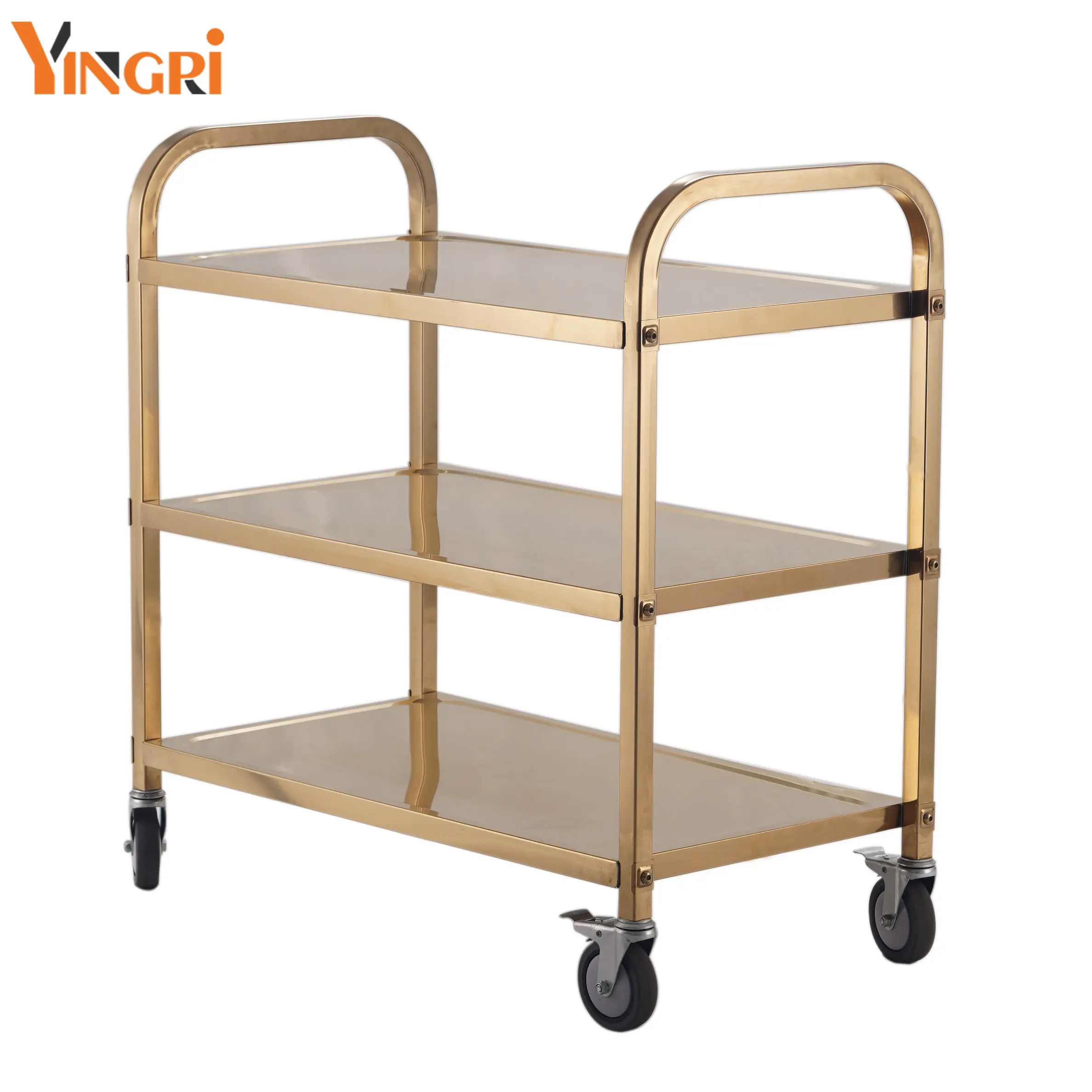 High quality Food and Beverage Stainless steel 3 Tiers Dining Cart Hotel Kitchen Trolley