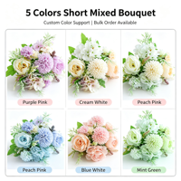 Bouquet de fleurs artificielles réalistes en soie mélangée : Lavande, Crème, Rose, Dahlia, Hortensia – Idéal pour centres de table de maison, fêtes et mariages