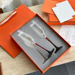Ensemble de flûtes à champagne, 2 pièces, pied rouge, base noire, verres en cristal, ensembles cadeaux pour célébration de mariage et cadeaux - Product Image 2