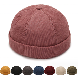 Custom Logo 6 Panel Brimless Sport Hoeden Vrouwen Huisbaas Hoeden Mode Skullcaps Heren Corduroy Dome Hoed Docker Caps Voor Unisex - Product Image 1