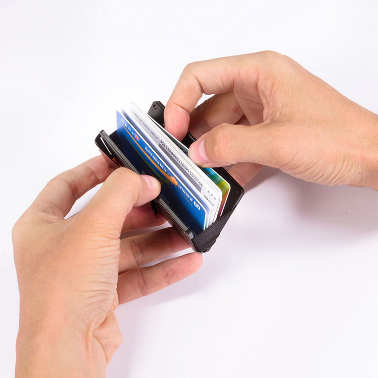 2021Designer Custom Logo Blank Metal Card Holder Wallet Sublimacion Rigid Minimalist Wallet Aluminum Pop Up Credit Cards Holders