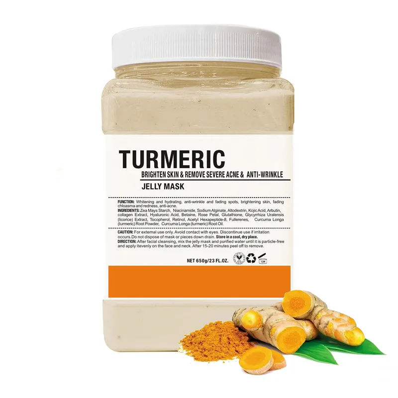 Private Label 650g Turmeric Clay Mask Powder For Redness Face Fading Chloasma Anti Acne Jelly Facial Powder Mask