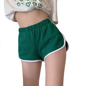 Women's High Waist Green Knitted Shorts Elastic Waist Regular Fit Breathable Casual Sporty Style - Product Image 1