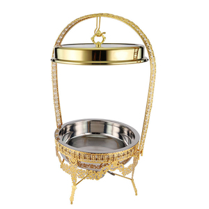 Chafing Dish de Lujo de Acero Inoxidable Dorado de Gran Capacidad (9L) con Tapa Colgante, Calentado con Alcohol, <span class=keywords><strong>para</strong></span> Hoteles, Restaurantes, Salones de Banquetes y Catering - Product Image 6