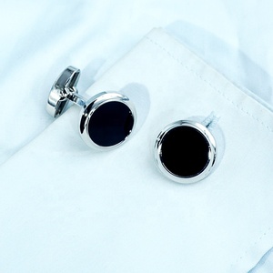 金メッキメンズタキシードカフスセットブラックオニキスカフスリンクラグジュアリーメンギフトボックス結婚式用Ddpエアカフスリンク & スタッドセットGemelos - Product Image 5