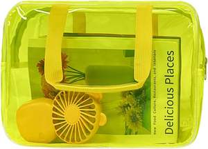 Sac de maquillage transparent imperméable en PVC pour voyage, avec fermeture éclair, poignées et sangles, violet - Product Image 6