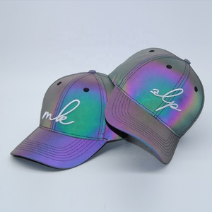Ricamo personalizzato logo moda nuova vendita calda intera colore argento ad alta visibilità personalizzato bagliore nel cappello da Baseball riflettente scuro - Product Image 3