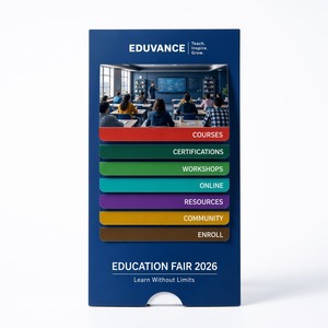 Tarjeta de Información para Ferias Educativas con Pestañas de Catálogo de Cursos, Detalles de Becas y Enlaces para Programar Recorridos por el Campus - Product Image 5