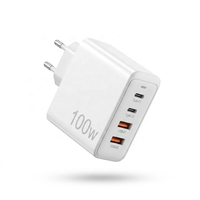 Chargeur mural GaN 100W en gros, bloc de charge rapide multi-appareils 4 ports avec USB-C + double ports USB-A, chargeur de voyage universel