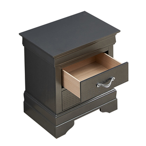 Metallic Black Nightstand With <b>Drawers</b> Modern Bedroom <b>Storage</b> <b>Drawer</b> Unit - Product Image 3