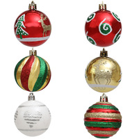 Boules de Noël de luxe transfrontalières en gros, 6 cm, fabriquées à la machine, en plastique électroplaqué, 2 couleurs, décorations suspendues pour sapin de Noël