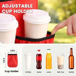 Food Catering Bag Insulated Large Bags Cooler Bags with Waterproof Carrier Geometric Food Delivery Bag & 4 Cup Holders - Product Image 3