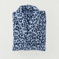 Peignoir léopard personnalisable en coton doux pour femme, longue robe de chambre pour l'automne