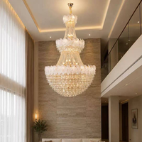 Lustre moderne de luxe à trois niveaux en cristal doré pour villa, escalier, maison, banquet, mariage