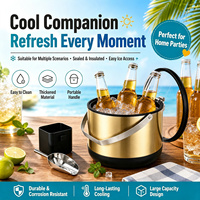 Seau à glace isotherme double paroi en acier inoxydable 304 de 5 L avec couvercle hermétique pour hôtels, bars, KTV et services de traiteur