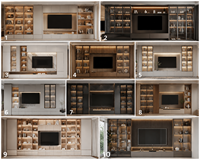 Meuble TV mural de luxe sur mesure avec vitrine, étagères de rangement LED et bibliothèque – Solution de mobilier moderne pour salon