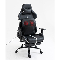 Chaise de jeu en cuir PU avec éclairage LED RGB à changement de couleur, fauteuil inclinable de course, accoudoir pivotant, appui-tête et coussin lombaire pour PC