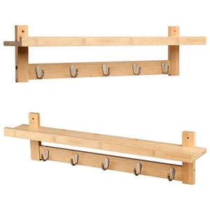 ที่แขวนหมวกไม้ไผ่ติดผนัง5ตะขอไม้เสื้อโค้ท - Product Image 3