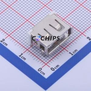 912-312A1012D10100 USB Connector Bent Lead Through Hole Connector Type-A USB 2.0 Female Right Angle Insert - Product Image 1