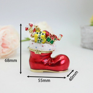 Shinnygifts Màu Đỏ Giáng sinh giày hộp đính với tinh thể bức tượng nhỏ vẽ tay đồ trang sức vòng chủ đề giáng sinh trang trí nội thất Quà Tặng - Product Image 6