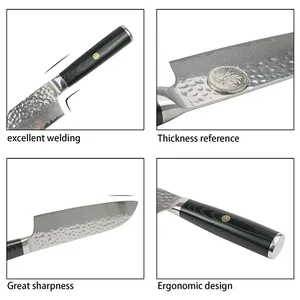 Chuyên nghiệp Damascus 7 inch đầu bếp dao 67-Layer handmade Damascus đầu bếp dao Nhật Bản VG10 siêu lõi thép tốt nhất cho nhà bếp - Product Image 4