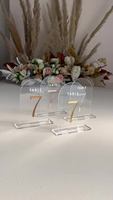 Marque-places de table de mariage en acrylique blanc, imprimés UV, durables, écologiques, panneau de présentation moderne, créatif et personnalisable pour table