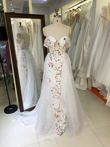 Vestido de Fiesta de Lujo con Cola Larga, Estilo Sirena, Tul con Encaje Floral, Color Blanco, para Graduación, Noche, 2026 - Product Image 1