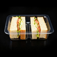 Op maat gemaakte voedselveilige PET-plastic verpakking voor sandwiches met 2 compartimenten
