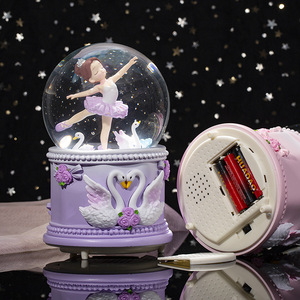 Caja Musical de Bola de Nieve con Bailarina de <span class=keywords><strong>Ballet</strong></span> y Cisne, Base de Cisne, Bola de Cristal Musical Iluminada, Adorno de Mesa, Regalo de Cumpleaños para Niños - Product Image 6