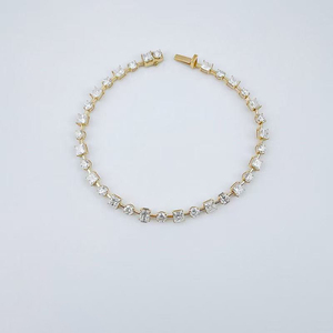 <span class=keywords><strong>Bracelet</strong></span> tennis en diamant de laboratoire, <span class=keywords><strong>or</strong></span> 18 carats, pavé de diamants, pour femme, minimaliste, alternant carrés et ronds, bijoux fins, cadeau - Product Image 1