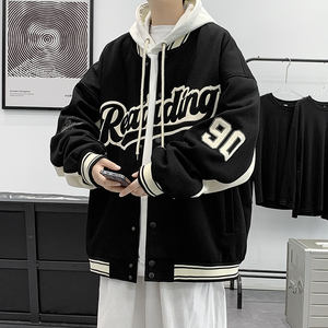 Blouson bomber ample personnalisé avec logo de marque de mode, uniforme de baseball, broderie streetwear pour homme, manteau décontracté coupe-vent 2025 - Product Image 2