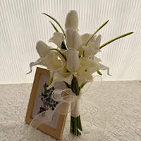 Bunga Calla Lily Tulip Plastik Buatan Tangan Gaya Korea Realistis Lembut Segar Putih Anti-Bakteri Buket Buatan Tangan