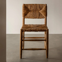 Chaise de salle à manger en bois massif tressé, style ferme, pour café et restaurant commercial