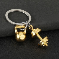 Porte-clés en alliage de zinc, moderne et simple, avec pendentif sportif en forme d'haltère, d'haltère kettlebell et de disque de poids, pour couple