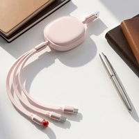 Kabel Pengisi Daya 3 in 1 100W yang Dapat Ditarik USB A Micro USB Type C Pengisian Super Cepat Transfer Data Kabel Ponsel Grosir