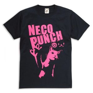 T-shirt Neco Punch Navy Cat Print a maniche corte unisex Scopy - Product Image 1