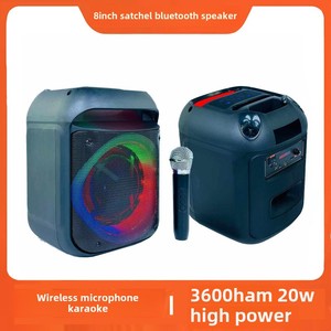 8 inch RGB LED cho <span class=keywords><strong>Bluetooth</strong></span> Karaoke Loa 20 Wát Micro không dây nhảy vuông loa siêu trầm TF cho nhà ngoài trời Pin hoạt động - Product Image 2