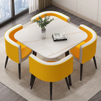 Ensemble table et chaises de salle à manger en marbre moderne pour réception, négociation, bureau de vente, table à manger 4 personnes, petite table de luxe légère