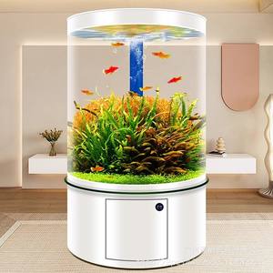 Aquarium européen en verre cylindrique pour la maison, le salon, la chambre à coucher, écologique et durable, autonettoyant, réservoir de poissons rouges de haute qualité - Product Image 1