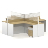 Poste de travail de bureau incurvé avec cloison, bureau informatique moderne en bois, table de direction pour employés, ensemble de mobilier de bureau