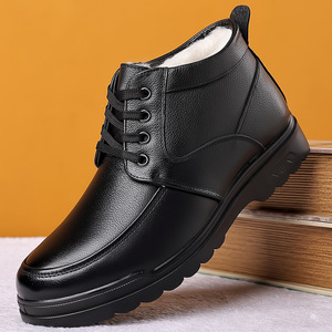 Botas de Invierno para Hombre, de Piel Genuina, Punta Redonda, Forro de Felpa, Cálidas y Cómodas, Suela de Goma, Entresuela de EVA, Botas para la Nieve - Product Image 1