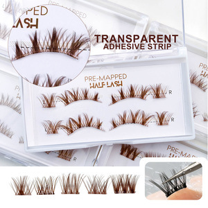 Kit de cils en grappe 5D Press Lashes <span class=keywords><strong>pour</strong></span> la maison, cils individuels colorés effet wispy, logo personnalisé, marron, demi-cils en grappe auto-adhésifs - Product Image 1