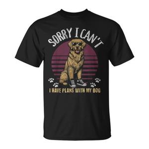 Lo siento, no puedo hacer planes con mi perro, camiseta retro para amantes de las mascotas con diseño de puesta de sol - Product Image 1