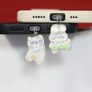 ウサギの電話防塵プラグ装飾ペンダント、iPhone/Samsung Type-Cインターフェースカップルギフトに適した電話アクセサリー - Product Image 1