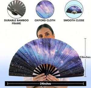 Éventail pliant en bambou personnalisé de 33 cm, grand format, portable, pour la danse, les fêtes, la promotion, souvenir d'entreprise personnalisé, cadeau - Product Image 2