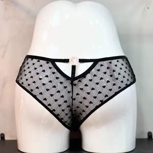 Cross Border Spot Women's Lace Embroidery Heart-Shaped Hollow <b>V</b>-Ring Buckle Underwear Bow Sexy Triangle Underwear Fun Underwear - Product Image 1