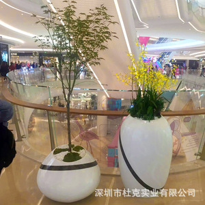 Fiberglass Flower Pots Circular Floor Standing White Modern Design For Shopping Mall Decorations - Product Image 4