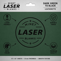 Feuilles vierges laserables en similicuir vert foncé à noir 12x24 pouces avec support en mousse grise et adhésif activé par la chaleur