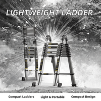 Échelle télescopique isolée en alliage d'aluminium réglable et portable, légère, multi-usages, extensible, pliable