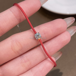 GRA Certified 0.5CT D Color Moissanite Real 925 Sterling Silver <strong>Red</strong> Black String Charm <strong>Bracelet</strong> Women Classical Style Jewelry - Product Image 3